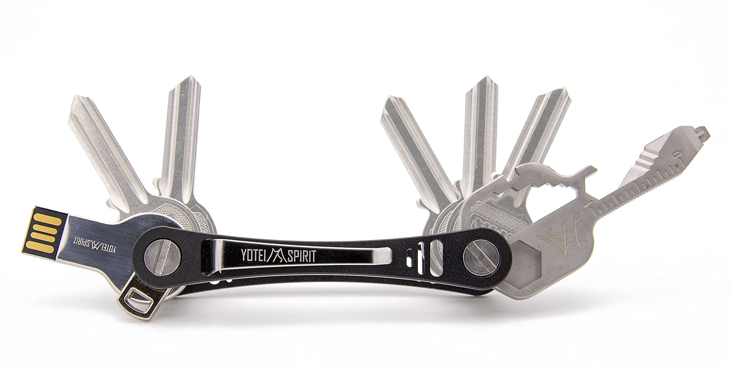 Yotei Spirit Organizador de Llaves de Bolsillo Compacto – Llavero Inteligente con USB y Llave Multi-Herramienta (Negro)