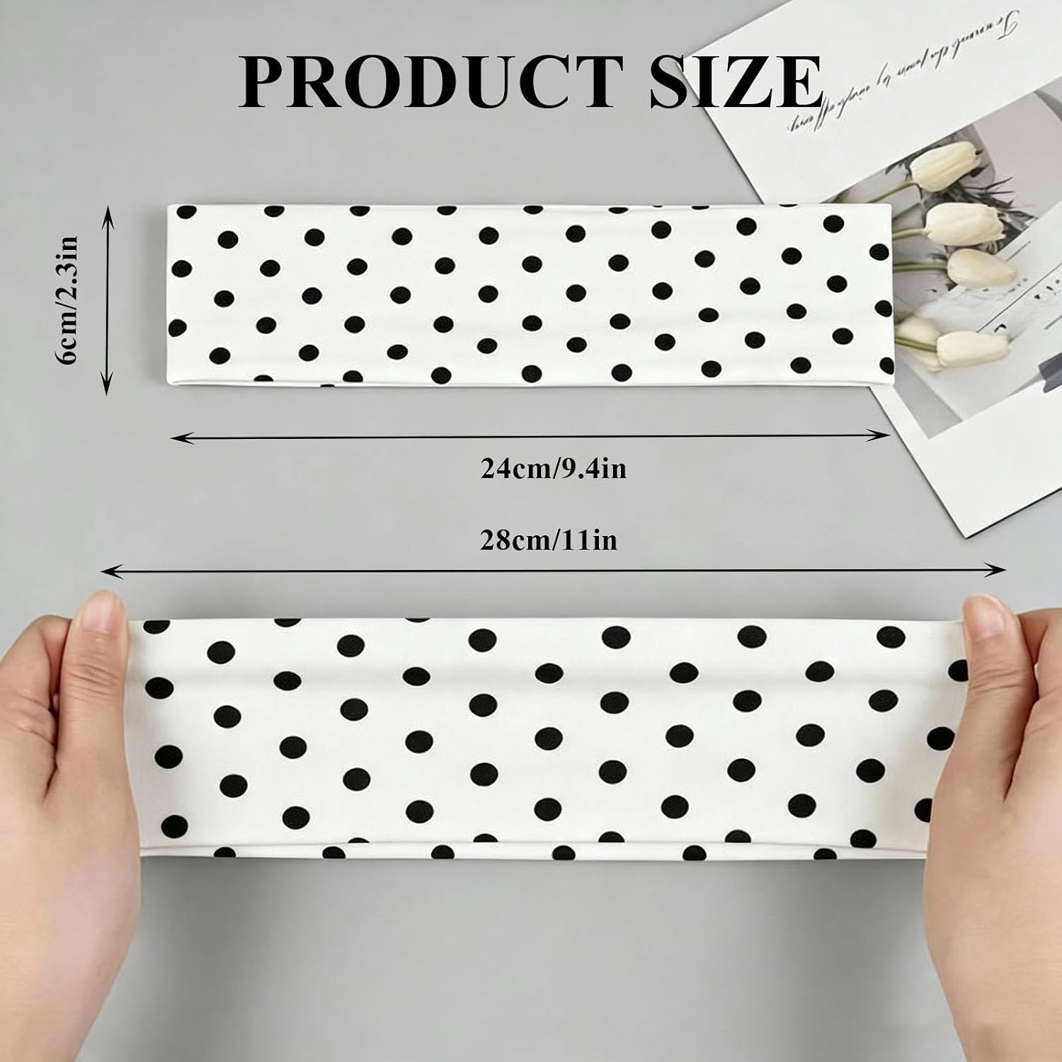 2PCS Polka Dot Headbands for Women Sports Headband Elastic Hair Head Bands image 3