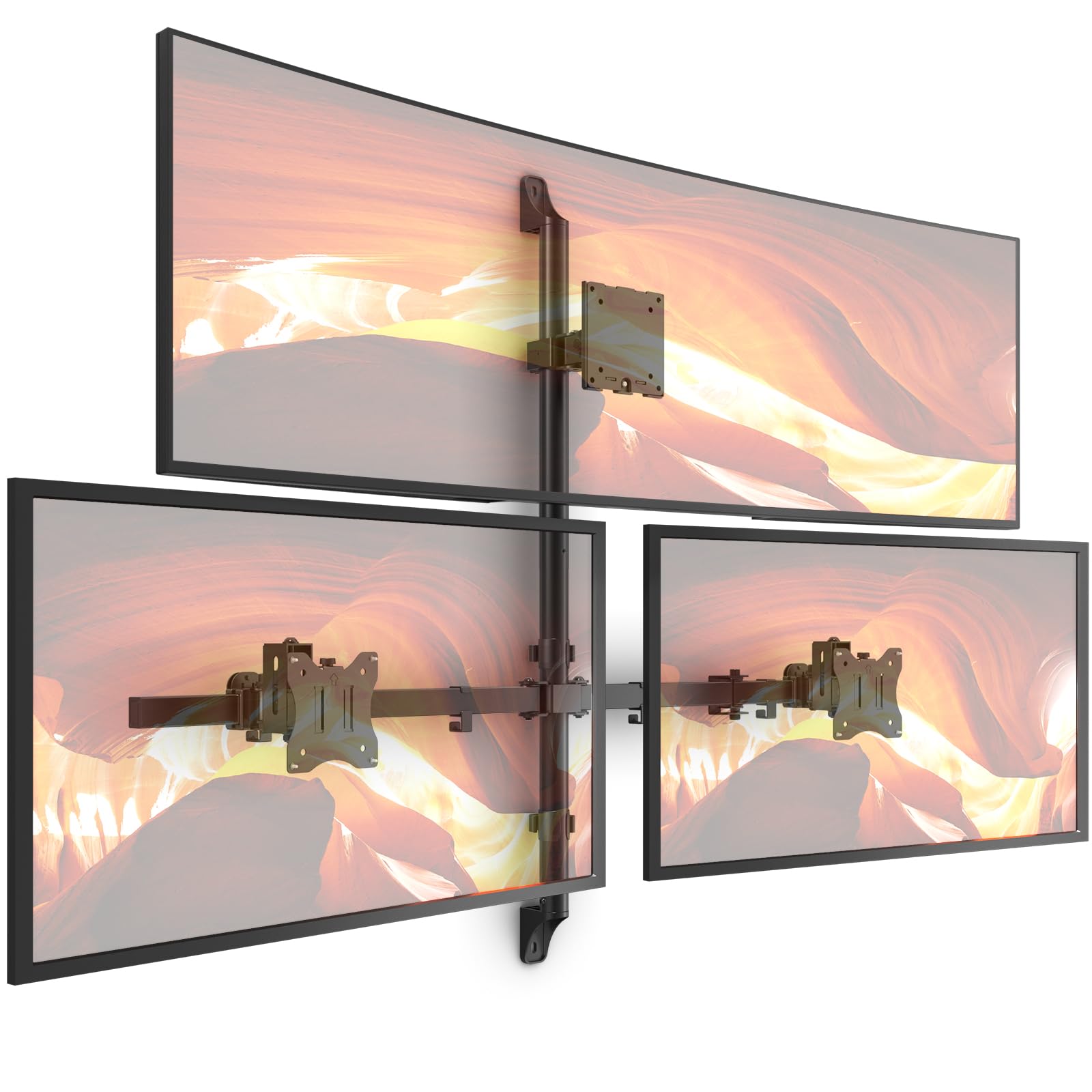 Support Mural Triple Écran 49" VESA 75/100 Noir