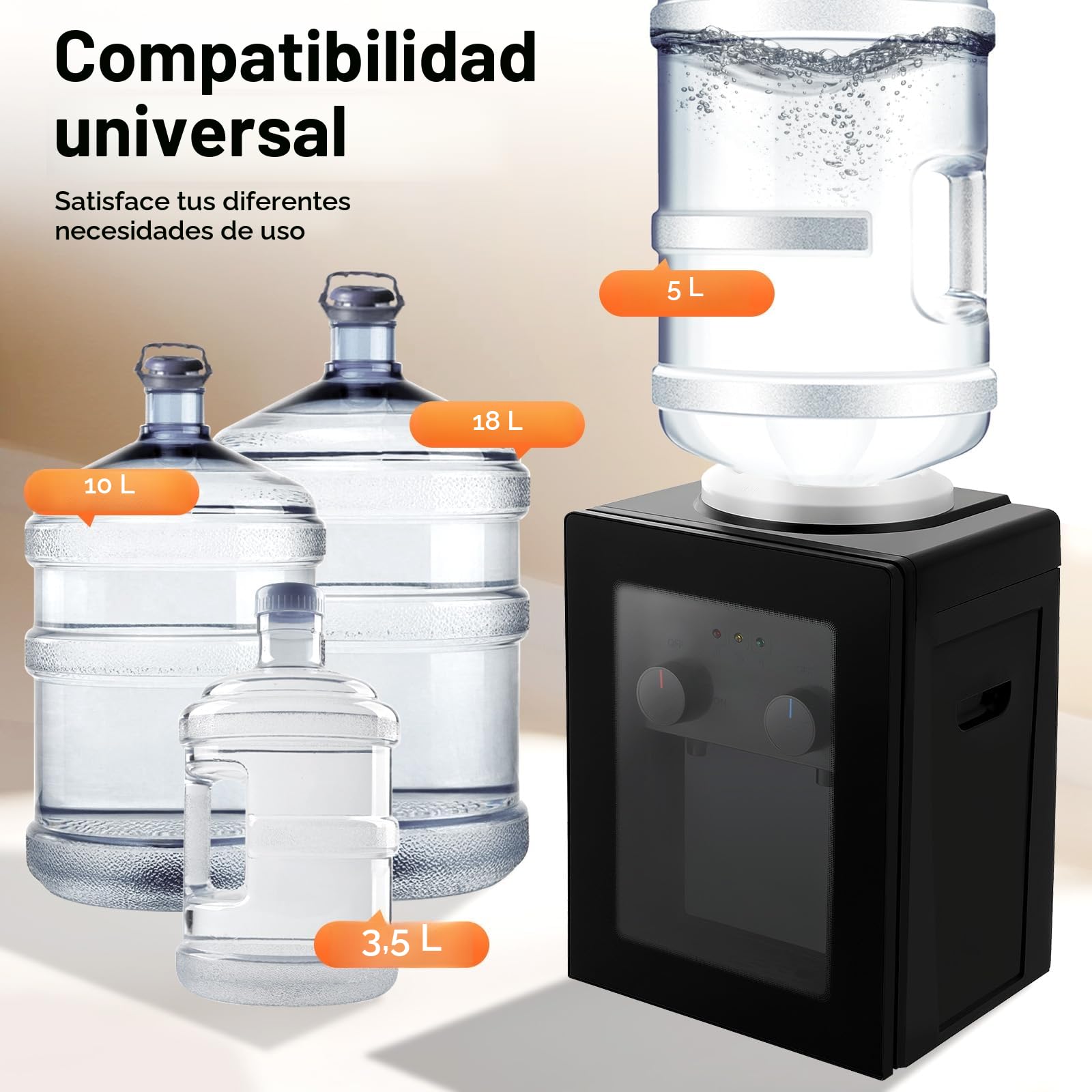 Dispensador de agua eléctrico, 550 W, 220 V, dispensador de bebidas, dispensador de agua de mesa, fuente fría y caliente para la oficina y el hogar, 27 x 23,5 x 37 cm
