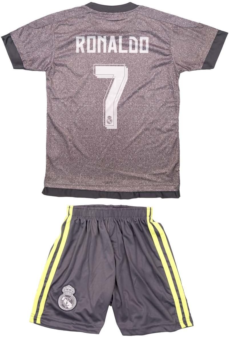 2015/2016 Christiano Ronaldo #7 Real Madrid Kids Youth Away Gray Jersey & Shorts (XL "164" (Ages 10-11))