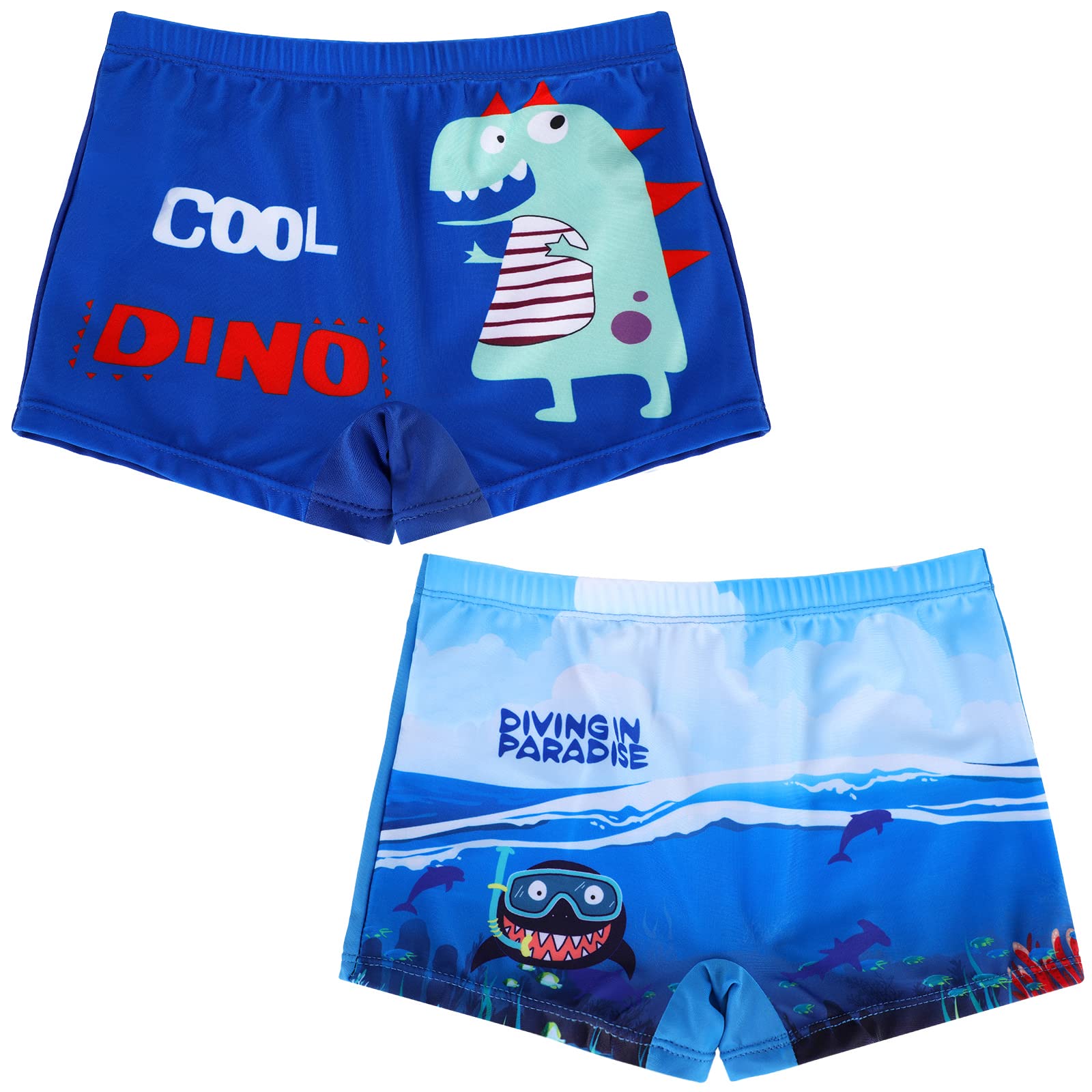 Geyoga 2 uds Bañador Piscina Niños, Bañador de Niño de 4 Años a 7 Años,Dinosaurios y Tiburones Bañador Natacion Niño (4-7 Años)