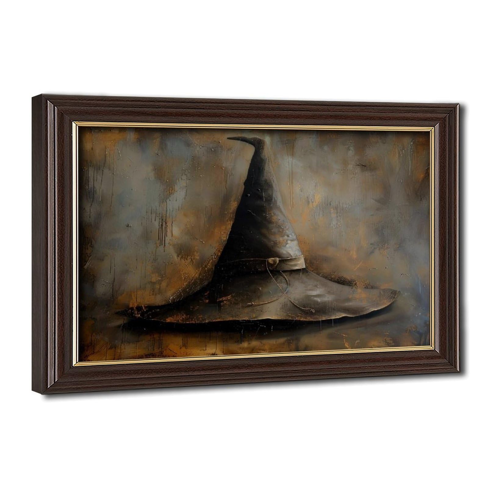 Bareronor Mokume Gane Frame-Style Vintage Witch Hat Canvas Poster For Bedroom Decor Gift