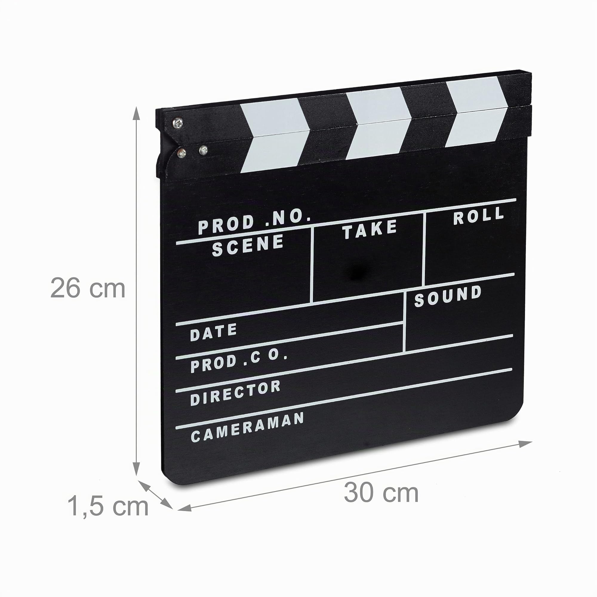 Relaxdays Clap de cinéma, Lot de 2, Hollywood, Film, clapet, Couper Les scènes, Inscription, déco, HxlxP: 26 x 30 x 30 cm, Noir