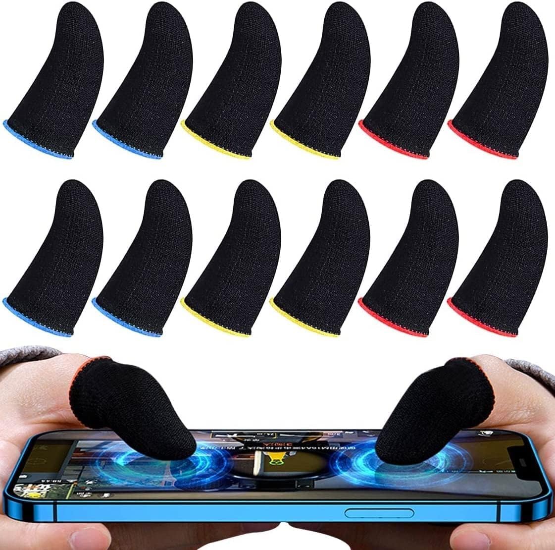 Dolce Viva Gaming Finger Sleeves (Pack of 6 Pairs) – Anti-Sweat, Breathable, Seamless Thumb Sleeves for PUBG, Free Fire, BGMI, COD & Mobile Gaming (Black)-image-46