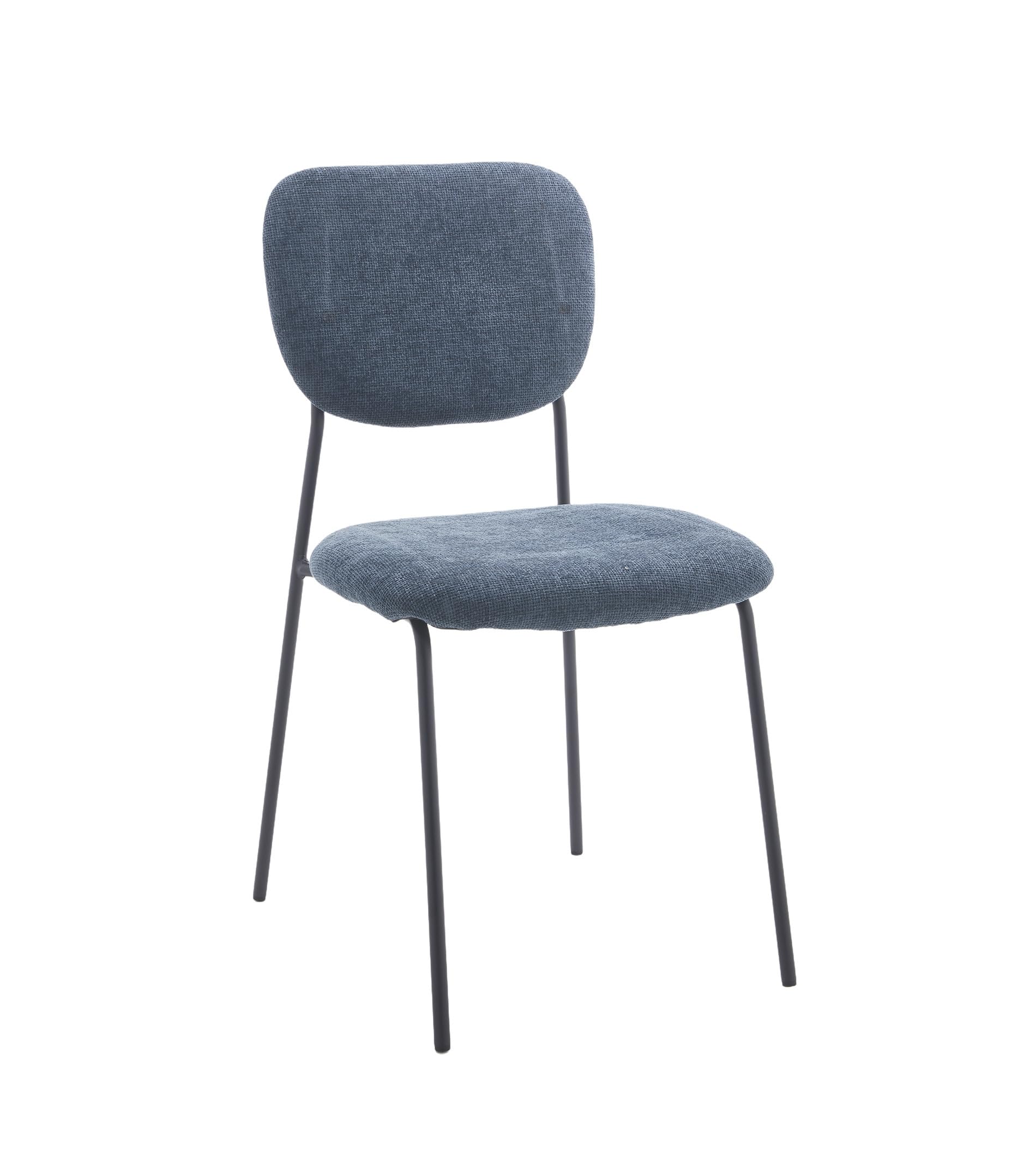 Home Heavenly® Pack 4 Sillas Tull – Sillas Apilables con Estructura Metálica, Tapizado en Tela Poliéster, Diseño Moderno para Comedor, Cocina y Eventos (85x51x44 cm) Color Azul