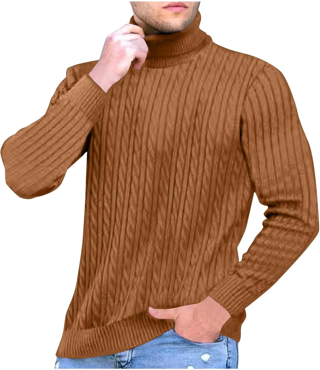 Ymosrh Mens Fashion Turtleneck Dress Sweater Soft Casual Twist Textured Pullover Knit Thermal Sweaters Winter Tops, M-3XL