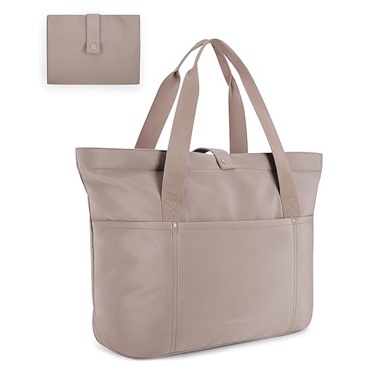 BAGSMART Tote Bag for Women, Foldable Tote Bag With Zipper Travel Large Shoulder Bag Handbag for Work