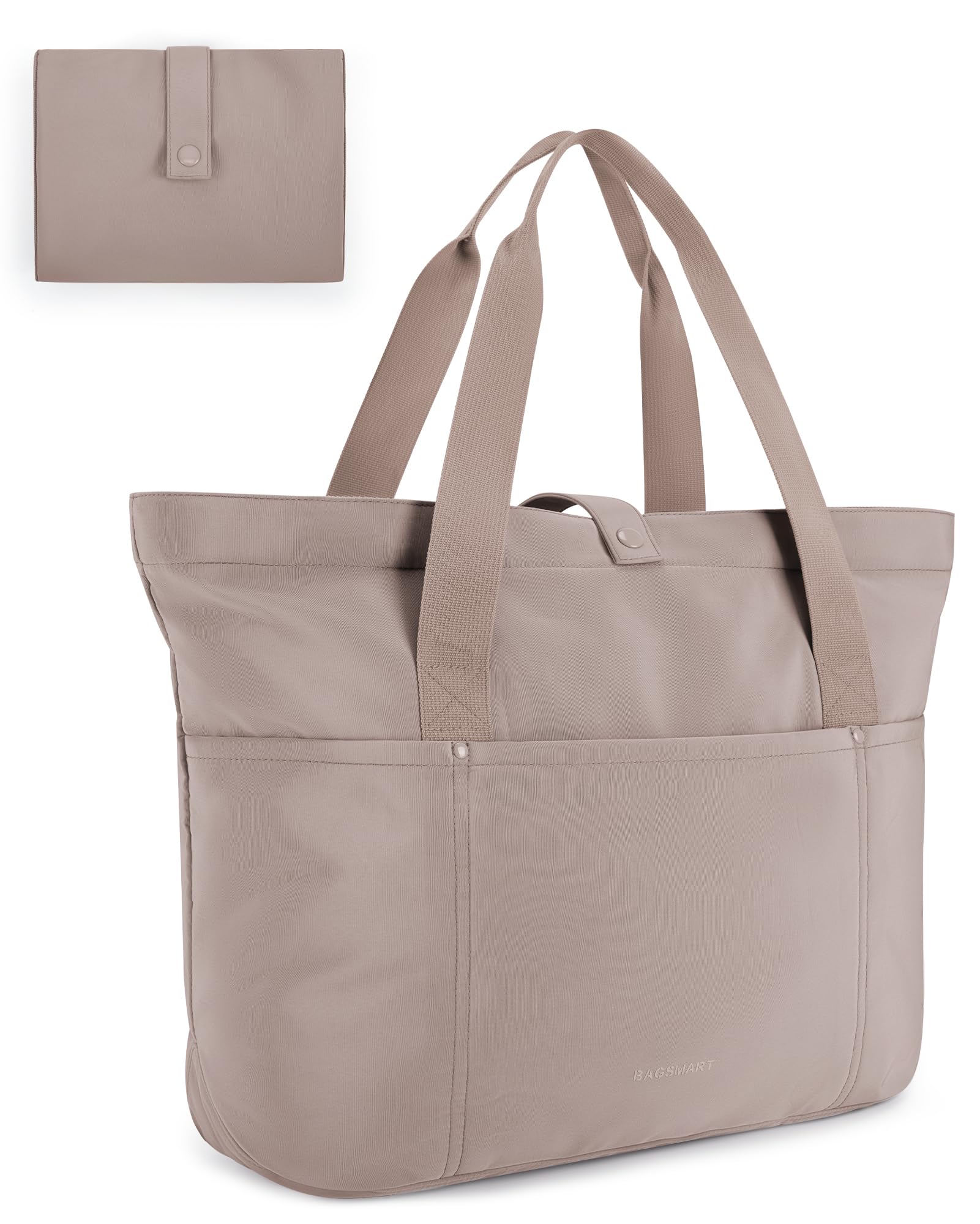 BAGSMART Tote Bag for Women Foldable Tote Bag With Zipper Travel Large Shoulder Bag Handbag for Work