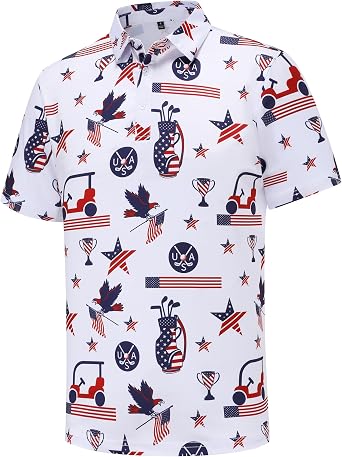 Mens Golf Polo Shirts Short Sleeve Dry Fit Performance Moisture Wicking Casual Funny Golf Polo Shirts for Men