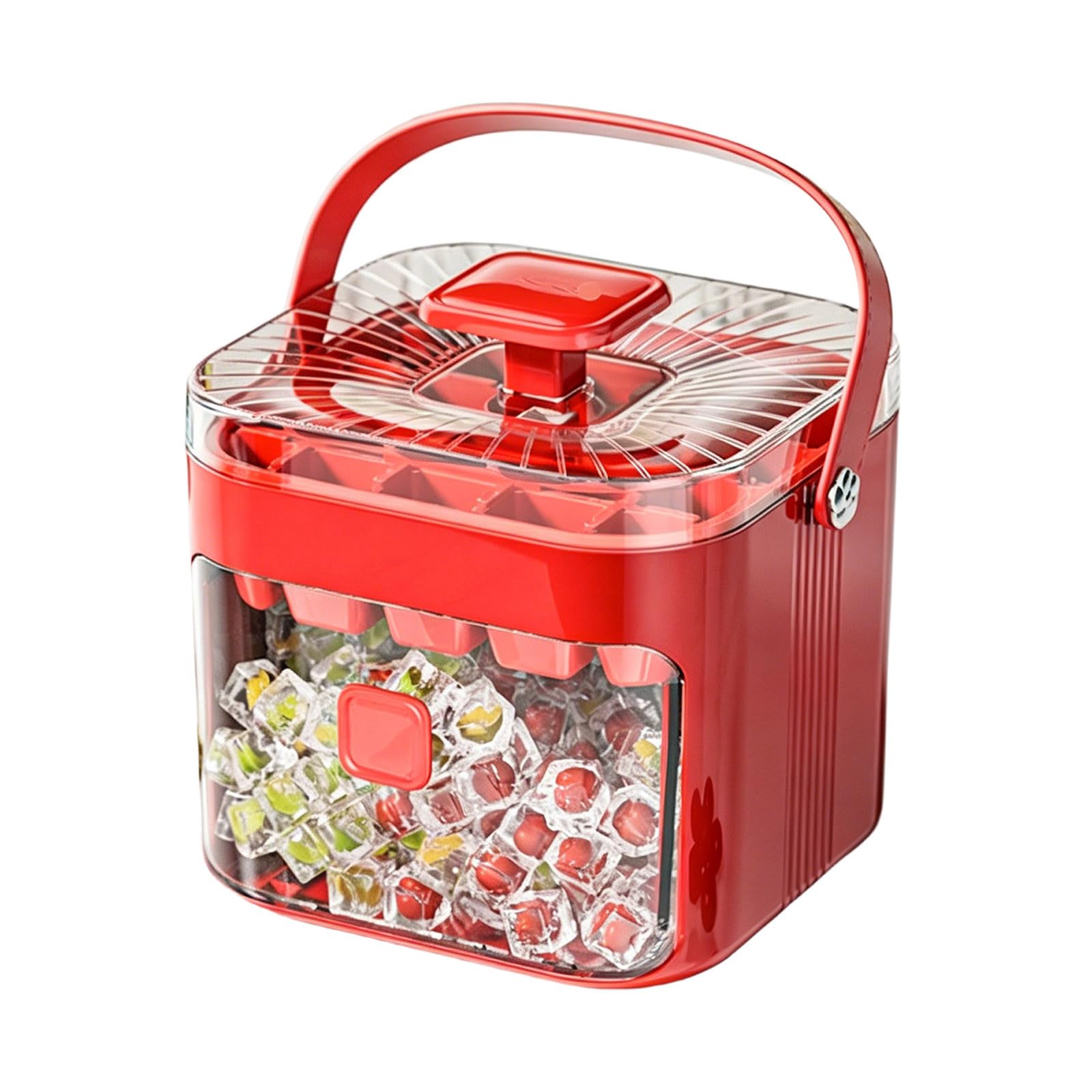 Ice Maker Machine Easy Press Ice Cube Maker Counter Top Quick Release Grid Portable Reusable Tray 48 Ice Cube Tray Storage Box with Handle for Coffee, Cocktails and Juice Ideal for Home