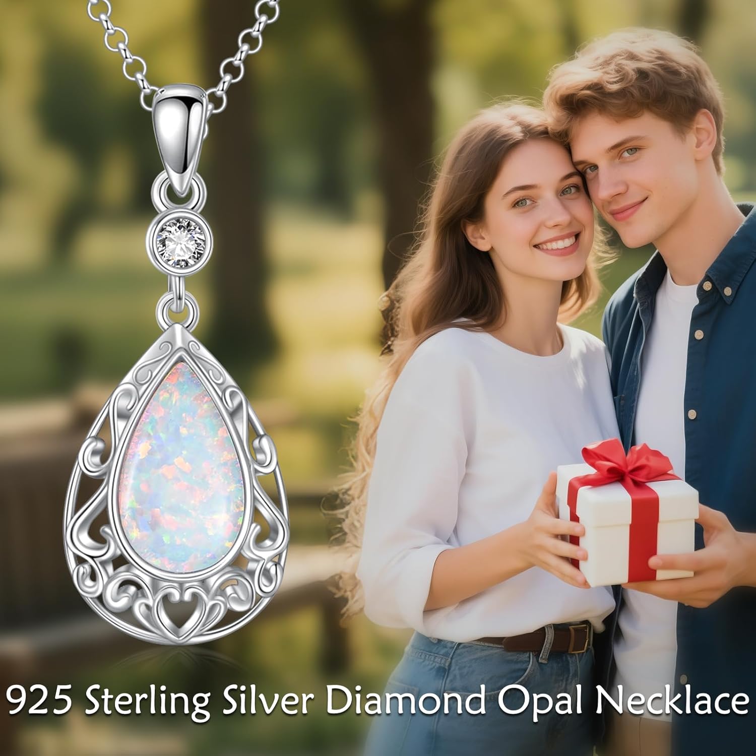 Diamond Opal/Tree of Life/Mustard Seed/Mountain/Celtic Knot Necklace for Women, 925 Sterling Silver Lab-Grown Diamond Pendant Necklaces Jewelry Gifts for Her - Image 2