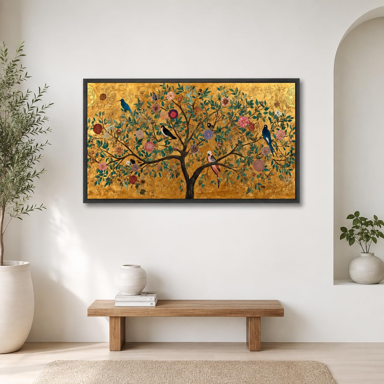 Artsense Golden Tree of Life Wall Art | Luxury Abstract Nature Painting | Golden Botanical Tree Canvas Style Wall Decor for Living Room Bedroom Office Hotel Home Decorative Artwork-image-39
