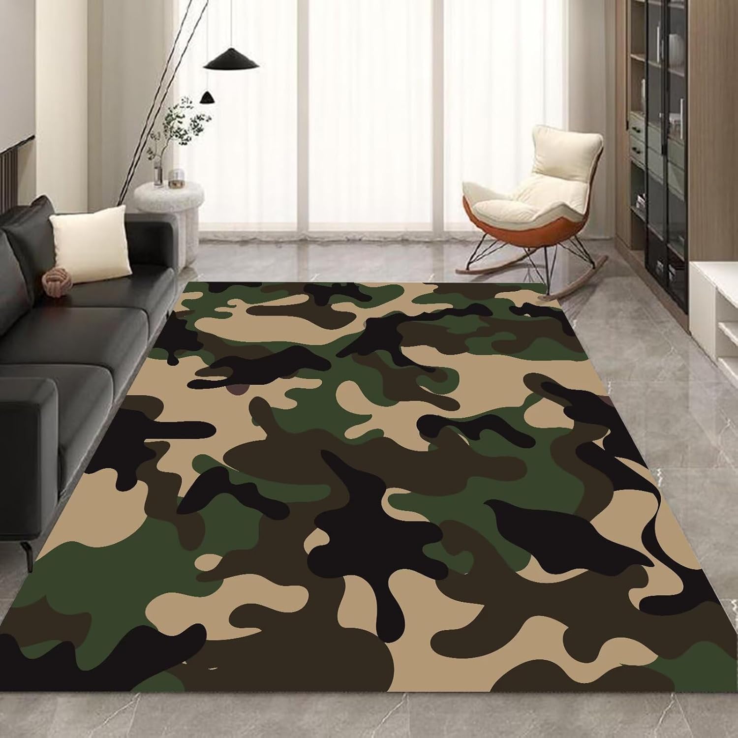 kxry Area Rugs 3X5 Feet, Green Camouflage Soft Machine Washable Area Rugs Camo Non Slip Foldable Floor Carpet for Living Room Bedroom Dining Room Dorms Nursery Rooms Office