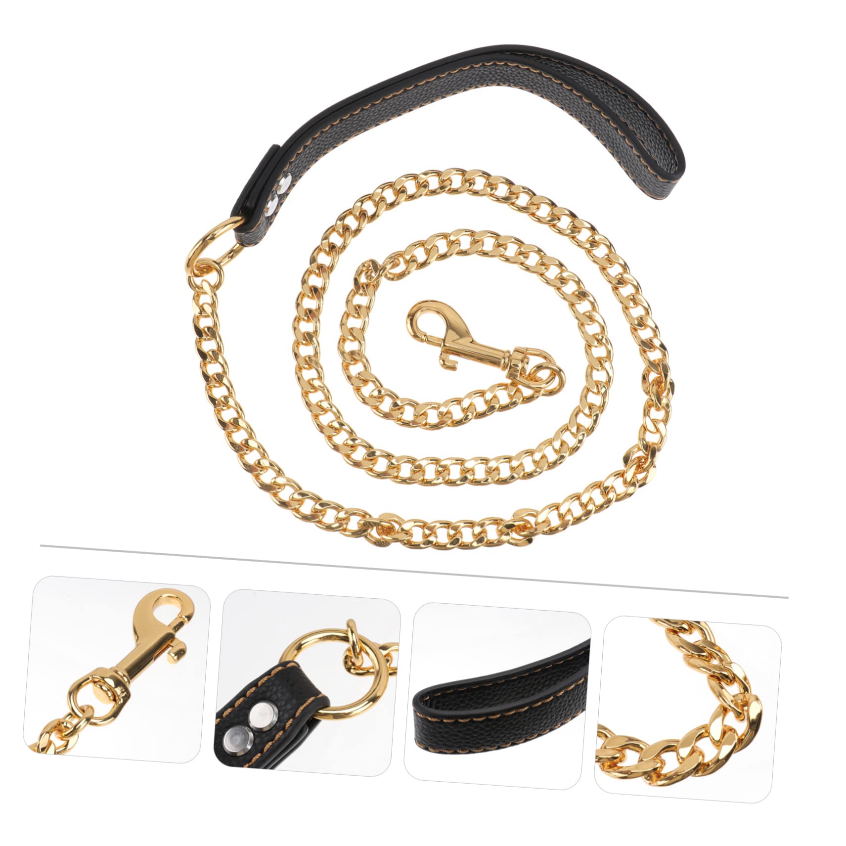 minkissy Correa para Perros de Acero Inoxidable Dorada, Cuerda de Tracción Resistente y Cómoda para Paseos y Control de Mascotas y Cachorros