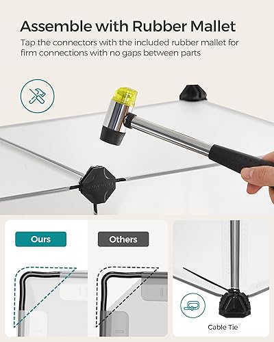 Miniatura 8 de SONGMICS Corralito para mascotas con piso, corral para animales pequeños, cerca para mascotas en interiores, recinto de plástico para hámsters,