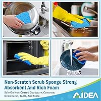Vista 88 de AIDEA Esponjas antiarañazos, 12 unidades, esponja natural para utensilios de cocina antiadherentes, esponjas de cocina, esponja de celulosa