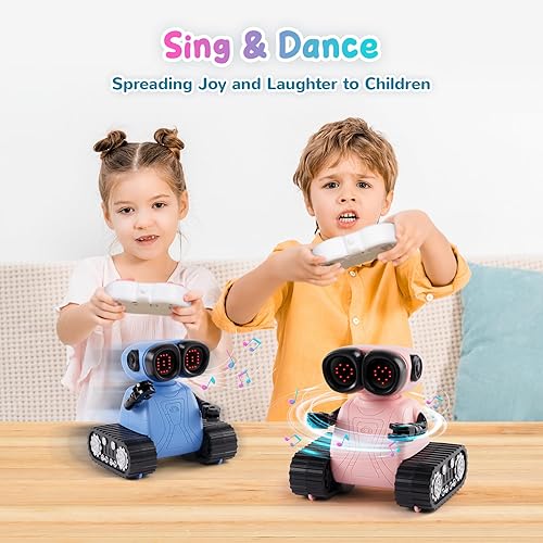 Miniatura 6 de SGILE Robot de control remoto con música y ojos de emojis LED, demostración automática, robots emo recargables RC para niños de 3, 4, 5, 6, 7 años,
