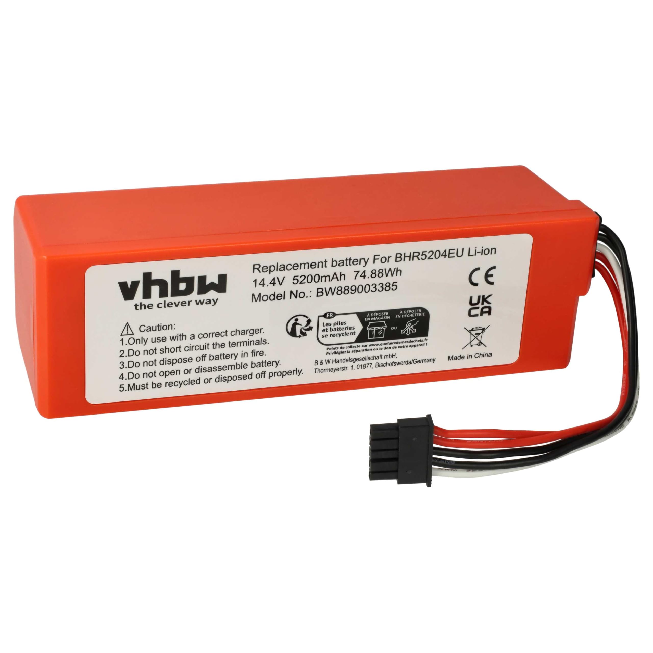 vhbw Bateria kompatybilna z Xiaomi MJST1SHW, MJST1S 2 PRO, MJST1S, MJSTS, MJSTS1, MOP 2 home cleaner (5200mAh, 14,4V, Li-ion)