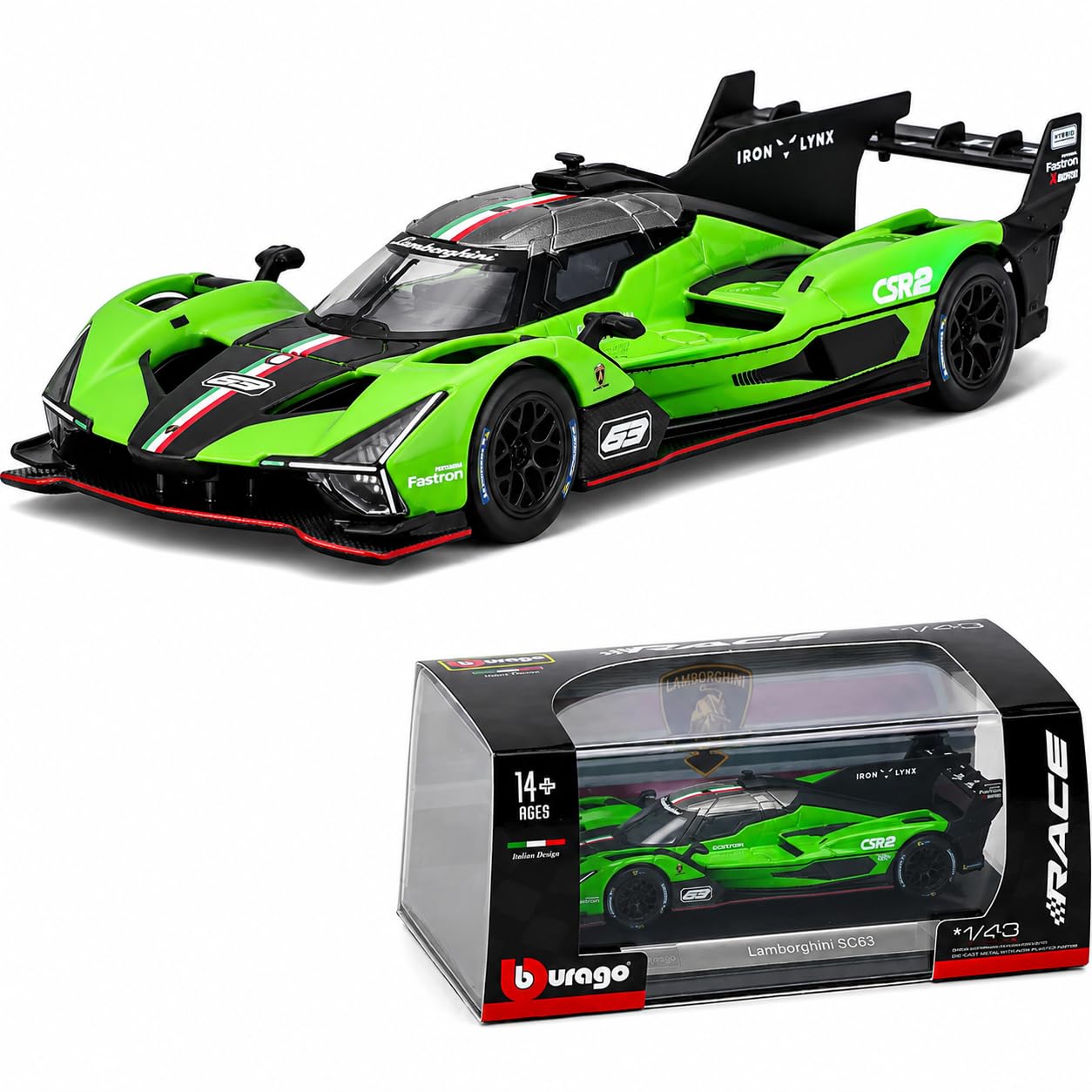 Bburago Lamborghini SC63 ミニカー Amazon.com: Bburago Lamborghini SC63 LMH #63 Racing Collection 1