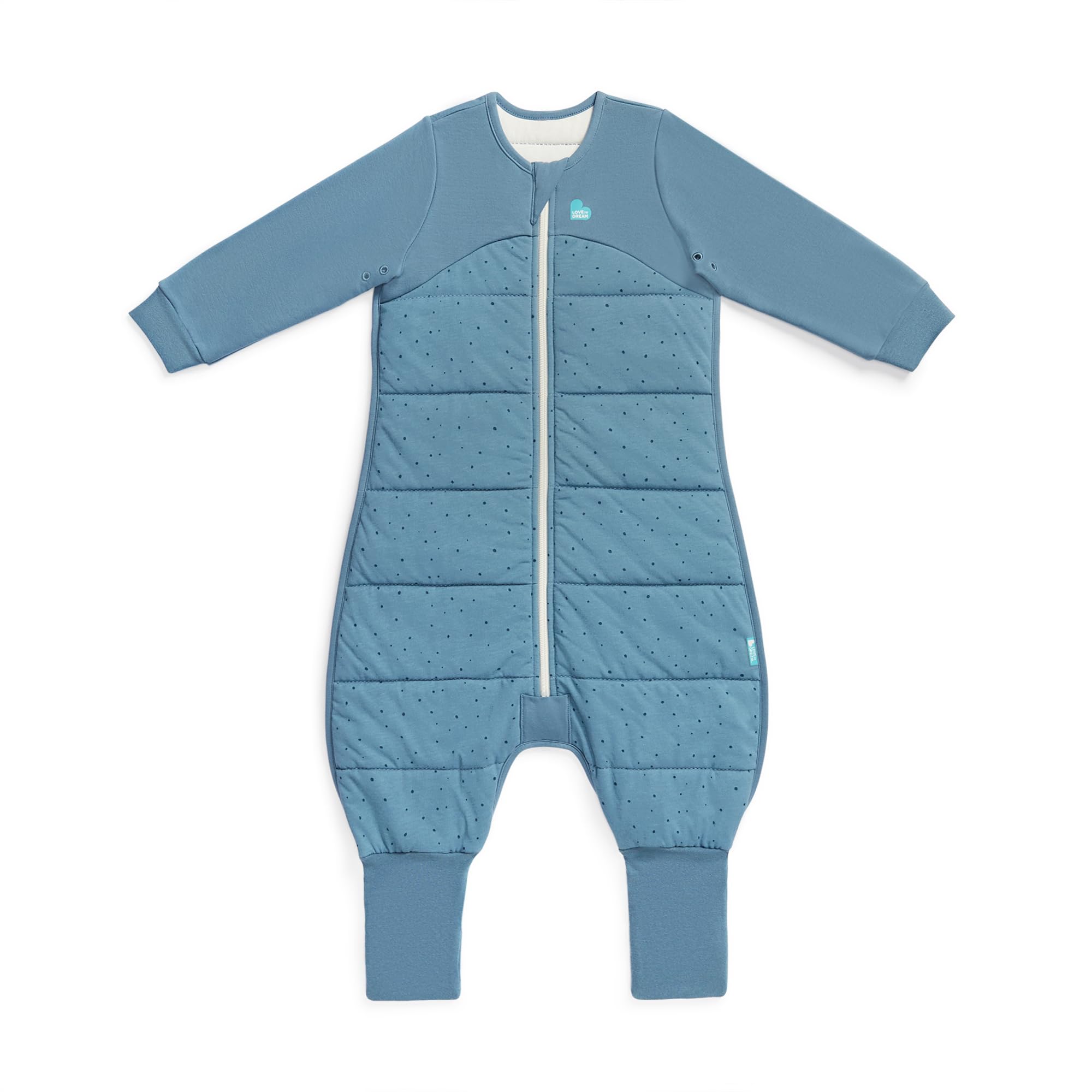 Love To Dream™ Sleep Suit with Legs, 3-4 Years - Pebbles Storm Blue | Long Sleeve, Lightweight Wearable Blanket & Quilt | 2.5 TOG Ideal for Winter & Autumn (16–20°C) | Machine Washable, Double Zip