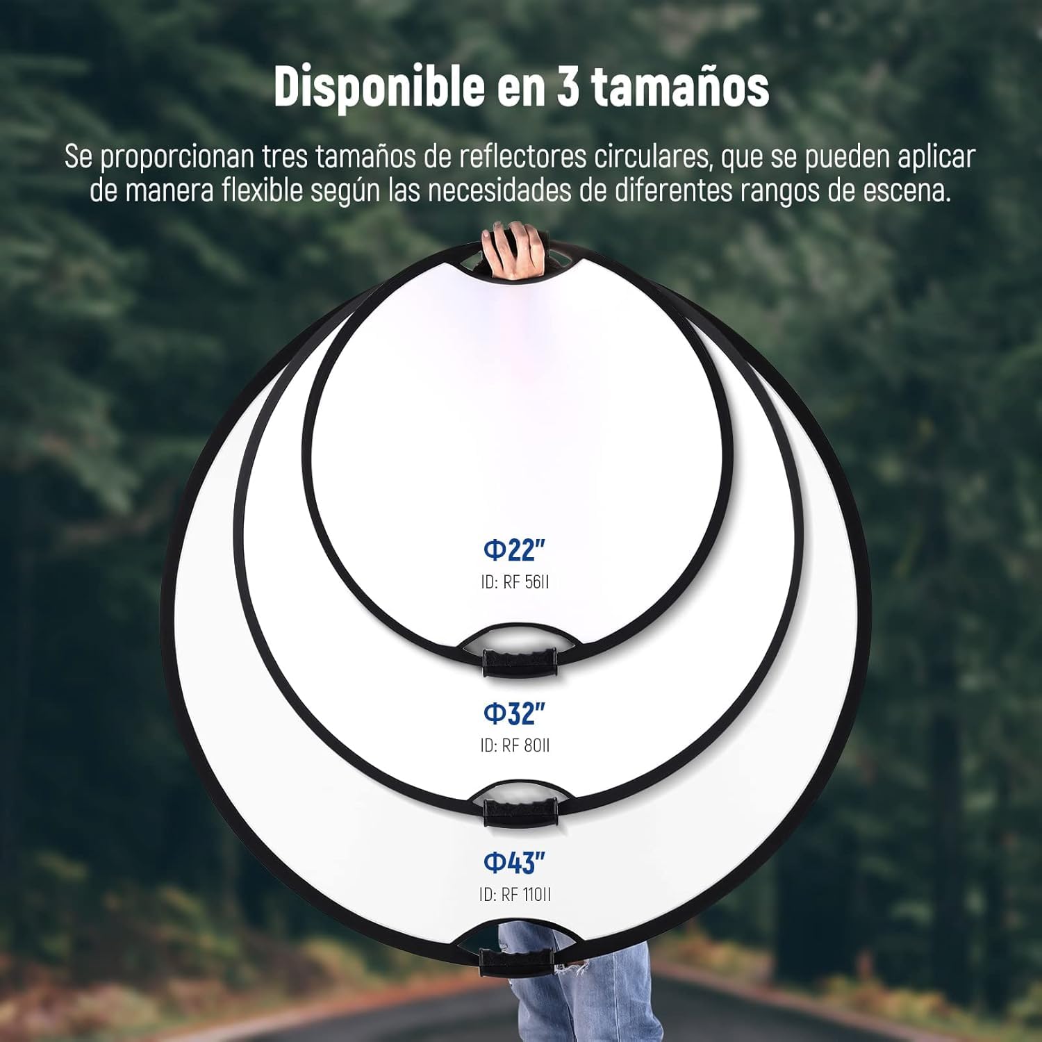 NEEWER Reflector de Luz de 22"/56cm con Empuñadura Rosca 3/8",Difusor de Luz de Disco Plegable 5 en 1 Translúcido/Plateado/Dorado/Blanco/Negro para Iluminación Fotográfica, para Exteriores, RF-56II
