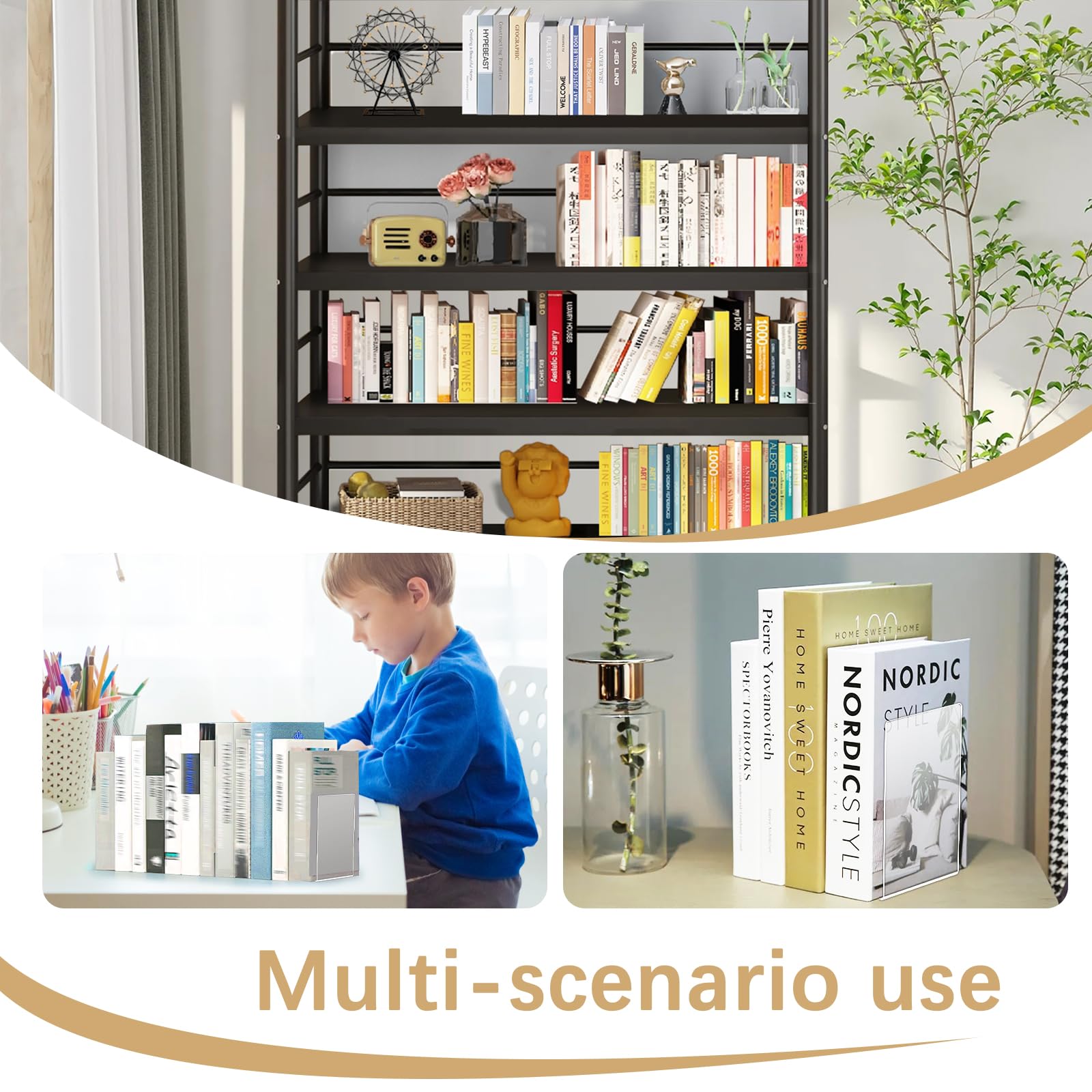 8 Pezzi Fermalibri per Mensole Trasparente in Acrilico, Espositore per Libri in Acrilico, Set di Fermalibri