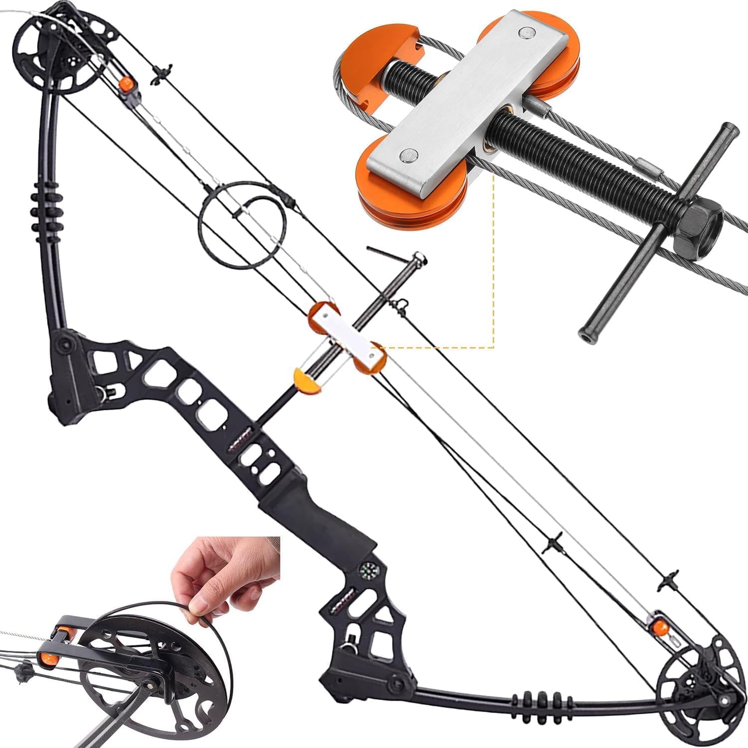 Bow Press for Compound Bows with 2 Quad Brackets, Portable Handheld Archery Compound Bows and Quad Limb L Brackets Replacement Tool for Bow Vise Hunting Archery Outdoor Shooting