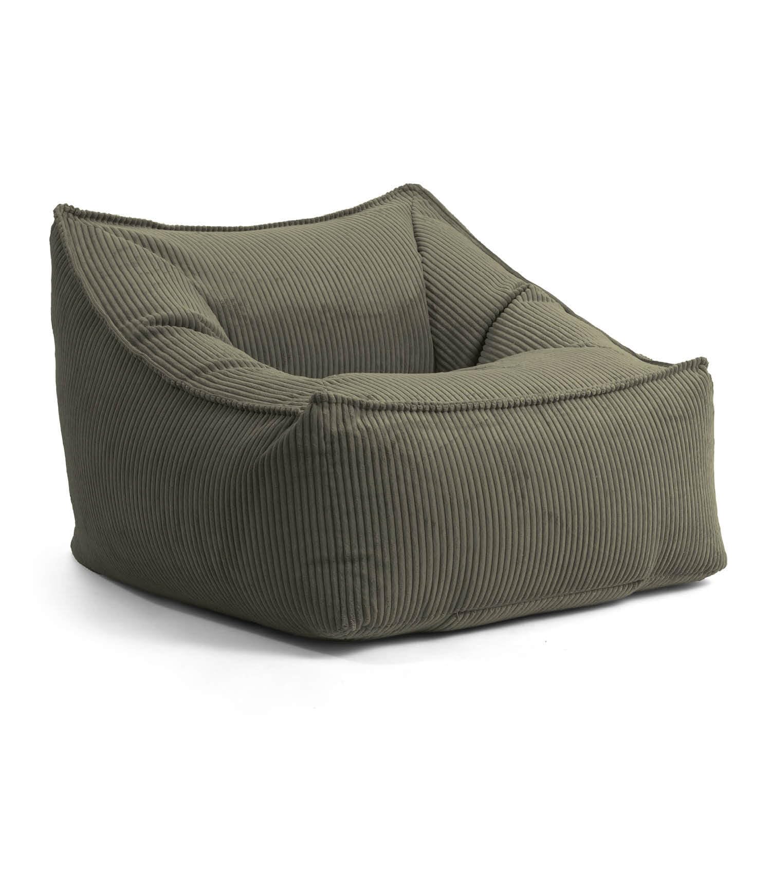 mokebo Sitzsack Sessel aus Cord Der Lümmel | Großes Cord-Sitzsack-Objekt in Grün, 83x73x60 cm