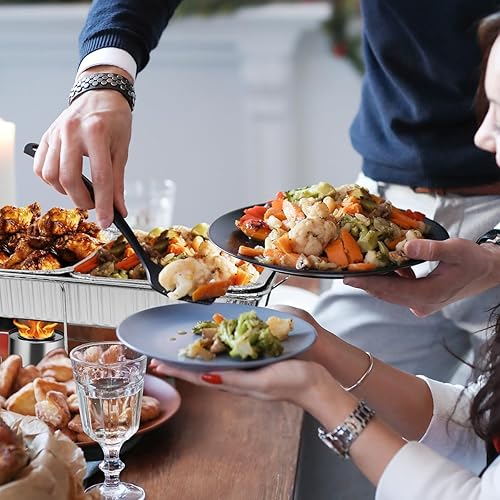 Miniatura 7 de Disposable Chafing Dish Buffet Set, 33 Piece of Chafing Servers with Food Warmers, Covers, Half-Size Food Pans, Water Trays, Serving Utensils, Foil