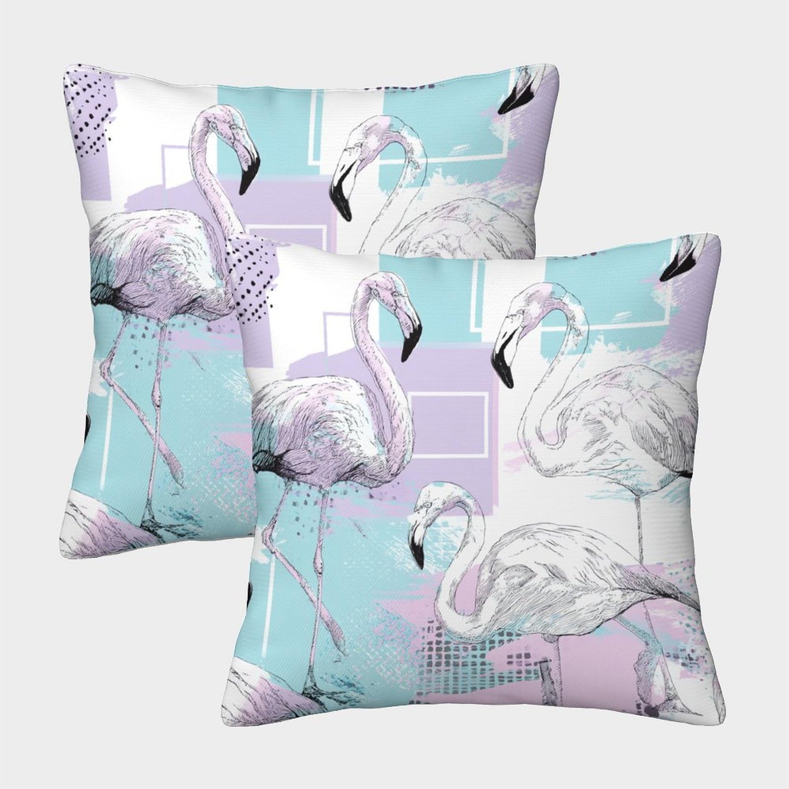 kaiyun 2 Pack Light-colored Watercolor Art,Flamingo Pillowcase 45x45cm, Cushion Cover,3D Digital Printing Bed Sofa Decorative