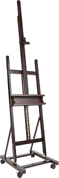 SoHo Urban Artist Wooden Easel - H-Frame Studio Easel for Tabletop Easels for Painting & Drawing Desk, Supports Canvases Up to 71", Mahogany Finish, Adjustable with Locking Casters