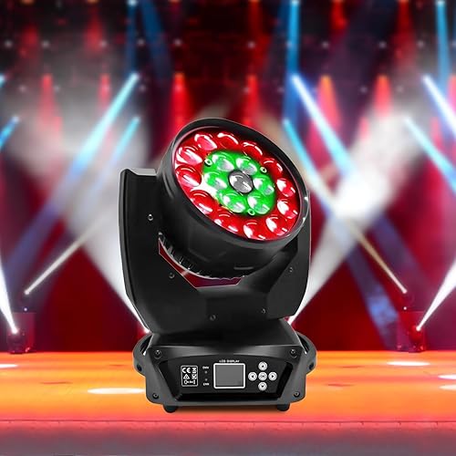 Miniatura 4 de Luz de cabeza móvil, luces profesionales 4 en 1 activadas por sonido, luces de DJ con 19 bombillas, 1611 canales, control de canal Dmx512, luz de