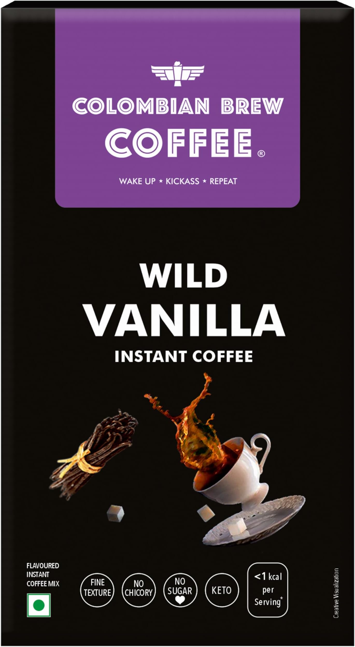 Colombian Brew Vanilla Instant Coffee Powder, No Sugar, 20 Sachets