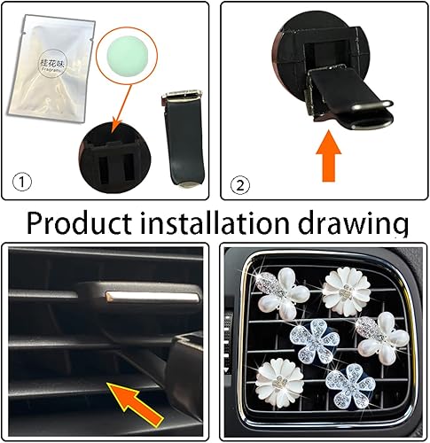 Miniatura 7 de Bling Daisy - Clips de ventilación de aire, 3 piezas de ambientadores de aire de automóvil, clips de ventilación para coche, difusor de automóvil,