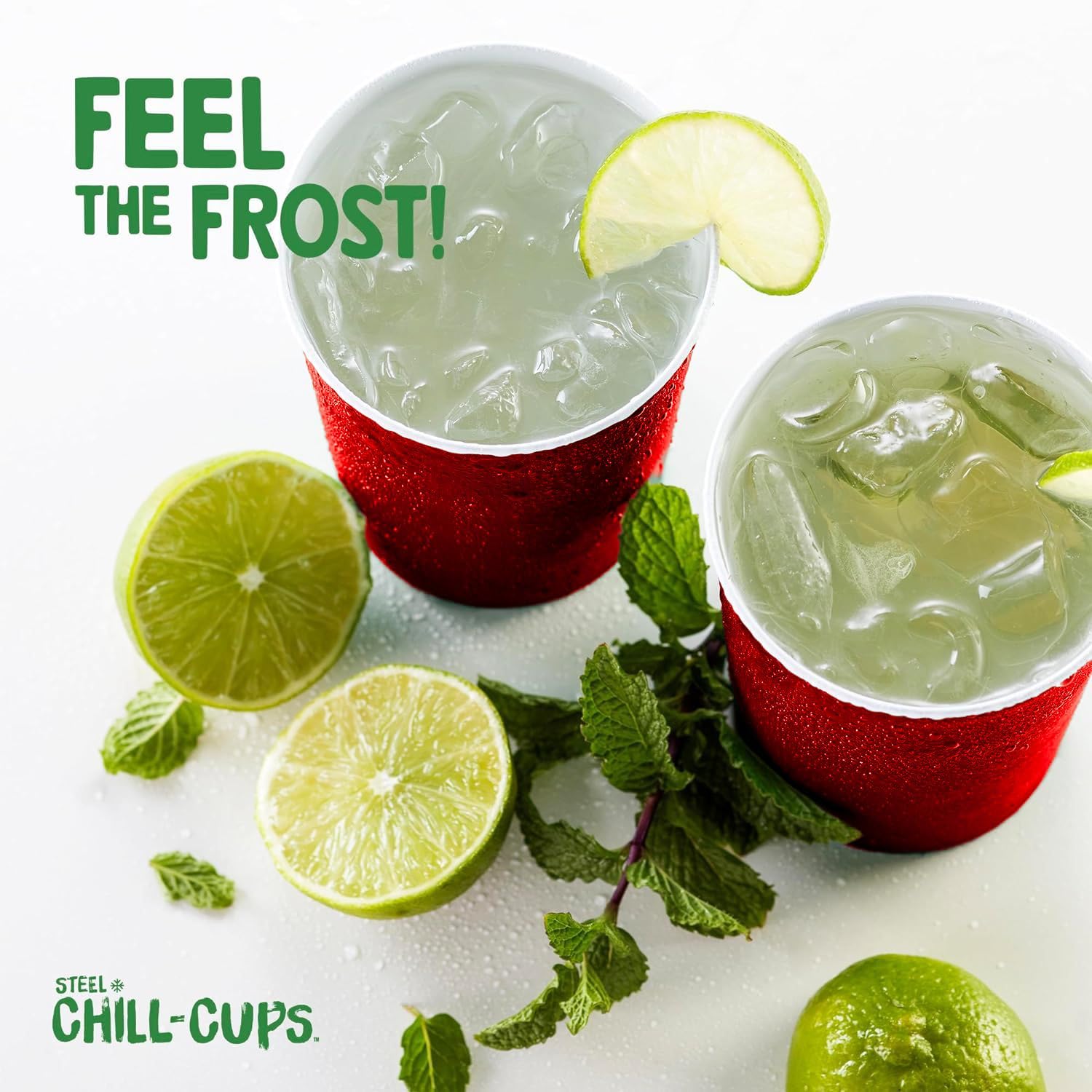 Steel Chill Cups Partybecher, 473 ml, perfekt für kalte Getränke, robust und langlebig, Einweg und 100 % recycelbar, hergestellt in den USA, Rot, 180 Stück