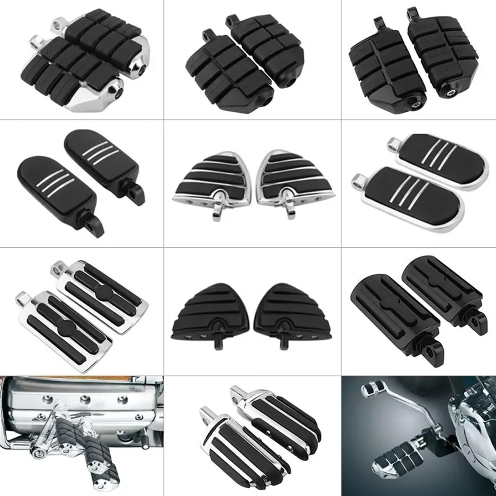 Motocicleta Reposapiés Reposapiés Macho Universal Para Motocicleta 32mm 125" Pedal Delantero Y Trasero De Goma(Estilo10)