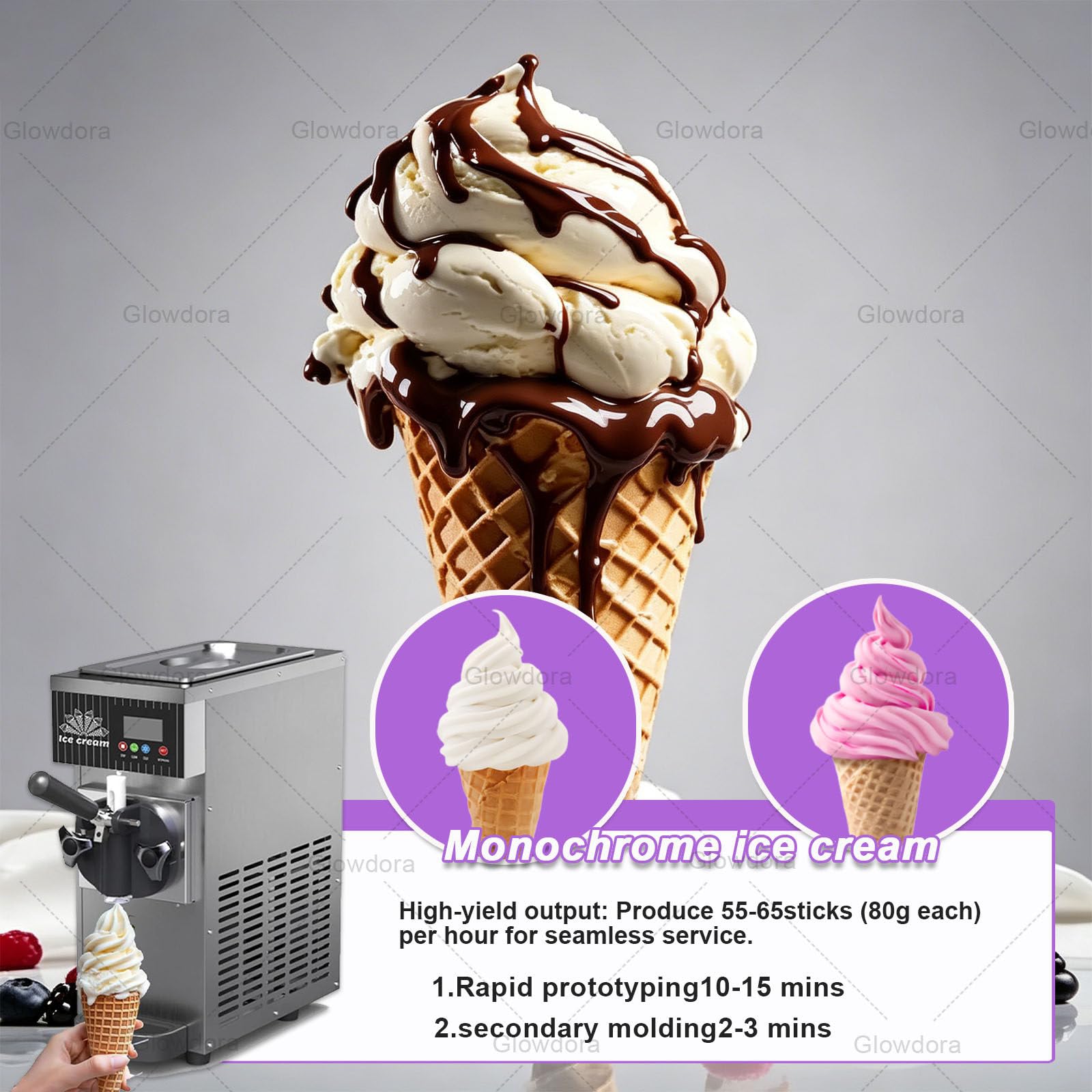 Machine À Glace Professionnelle Pour Particulier Et Commerce, Machine À Glace Italienne De Comptoir 450w, Réservoir 2,5l, Production 4-5l/H, Écran Led, Inoxydable Pour Fêtes Et Cafés Metallic