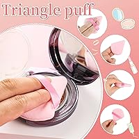 Vista 42 de Pimoys 6 esponjas de maquillaje facial, esponja de terciopelo suave triangular, esponja de belleza para polvo suelto (negro, rosa)