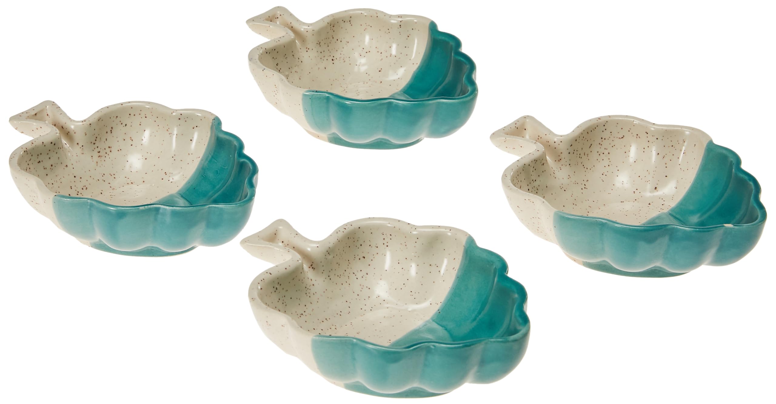The Earth Store DT White Green Shell Snack Serving Platter Set of 4