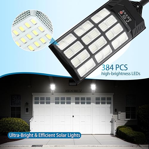 Miniatura 7 de Farolas solares impermeables para exteriores, 38000 lúmenes, luz de inundación solar gran angular, luz de estacionamiento LED con sensor de