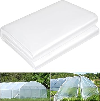 16 x 26 FT Clear Greenhouse Plastic Sheeting, 6 Mil Polyethylene Film Heavy Duty, Water Sun Frost Wind Dust Resistant Winter Hoop House Toughness Plastic Cover for Farming, Gardening, Agriculture, DIY