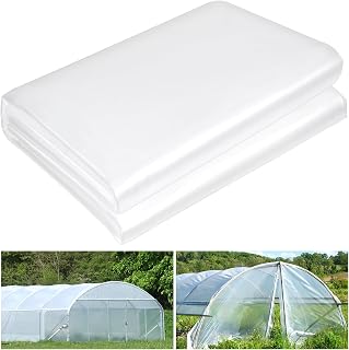 16 x 26 FT Clear Greenhouse Plastic Sheeting, 6 Mil Polyethylene Film Heavy Duty, Water Sun Frost Wind Dust Resistant Winter Hoop House Toughness Plastic Cover for Farming, Gardening, Agriculture, DIY