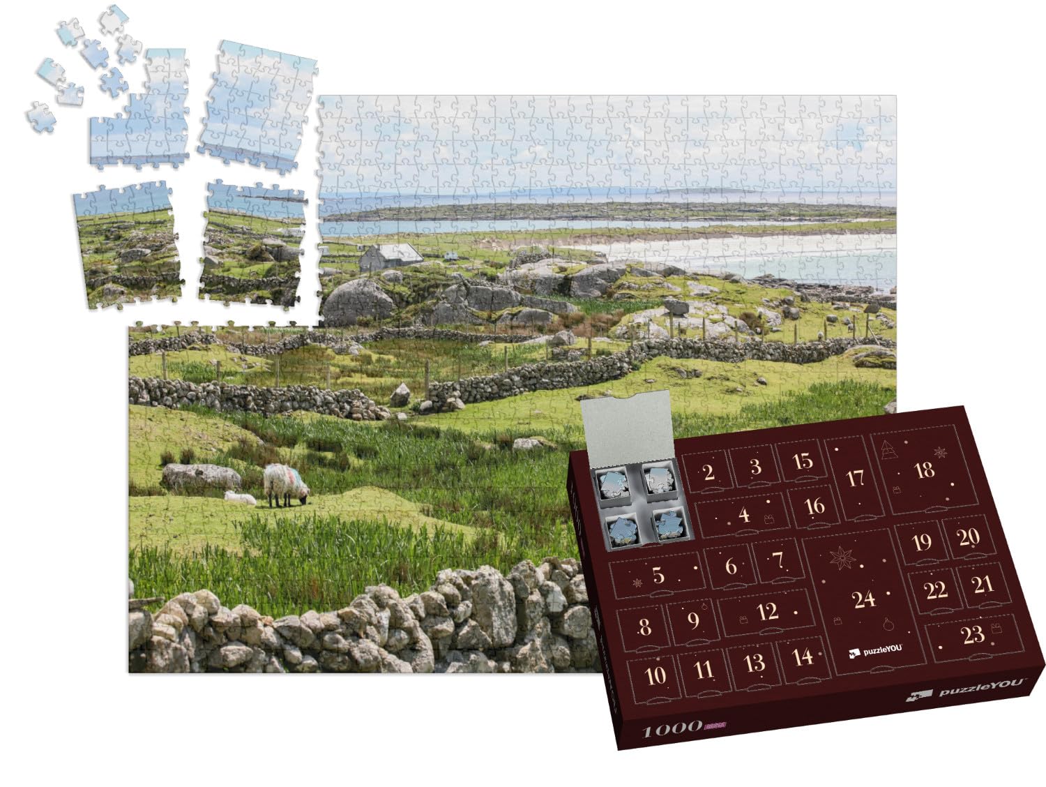 puzzleYOU: Puzzle-Adventskalender | „Irische Steinmauern an der Küste“ – aus der Puzzle-Kollektion Irland