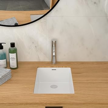 13.75"x20.25"x7.5" Modern White Ceramic Vertical Undermount Bathroom Sink with Overflow