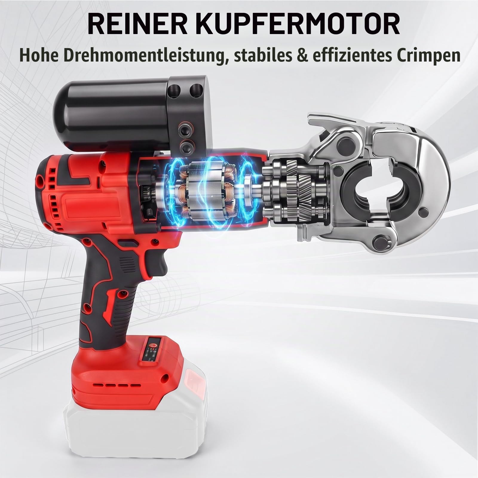 Akku Rohrpresszange 70kN Presswerkzeug Mit 9 Pressbacken