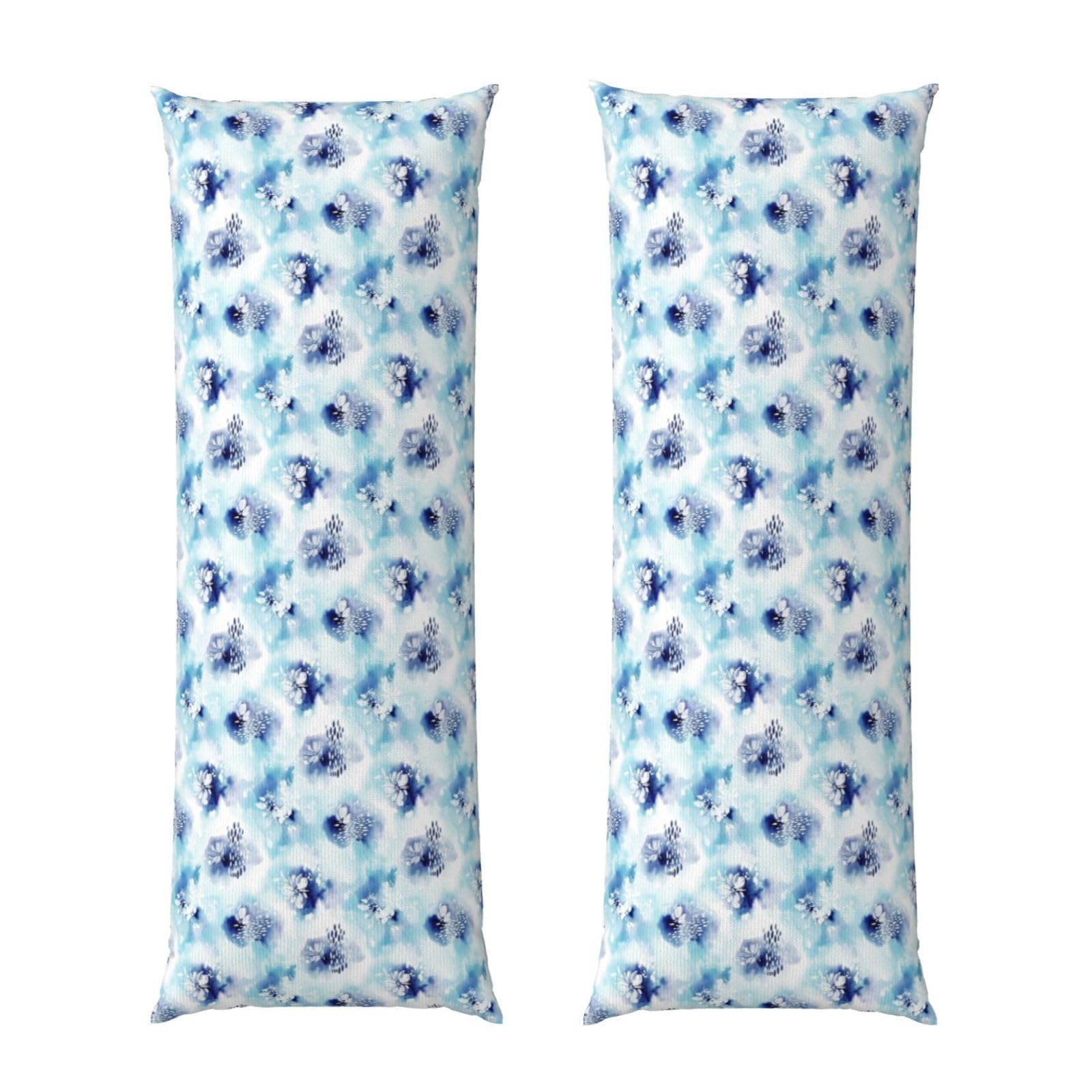 Body Pillow Cover 20x54, Blue Tie Dye Watercolor Floral, Soft Microfiber Long Pillowcase with Zipper Closure, Breathable Protector for Bedroom Sofa Couch Sleeping
