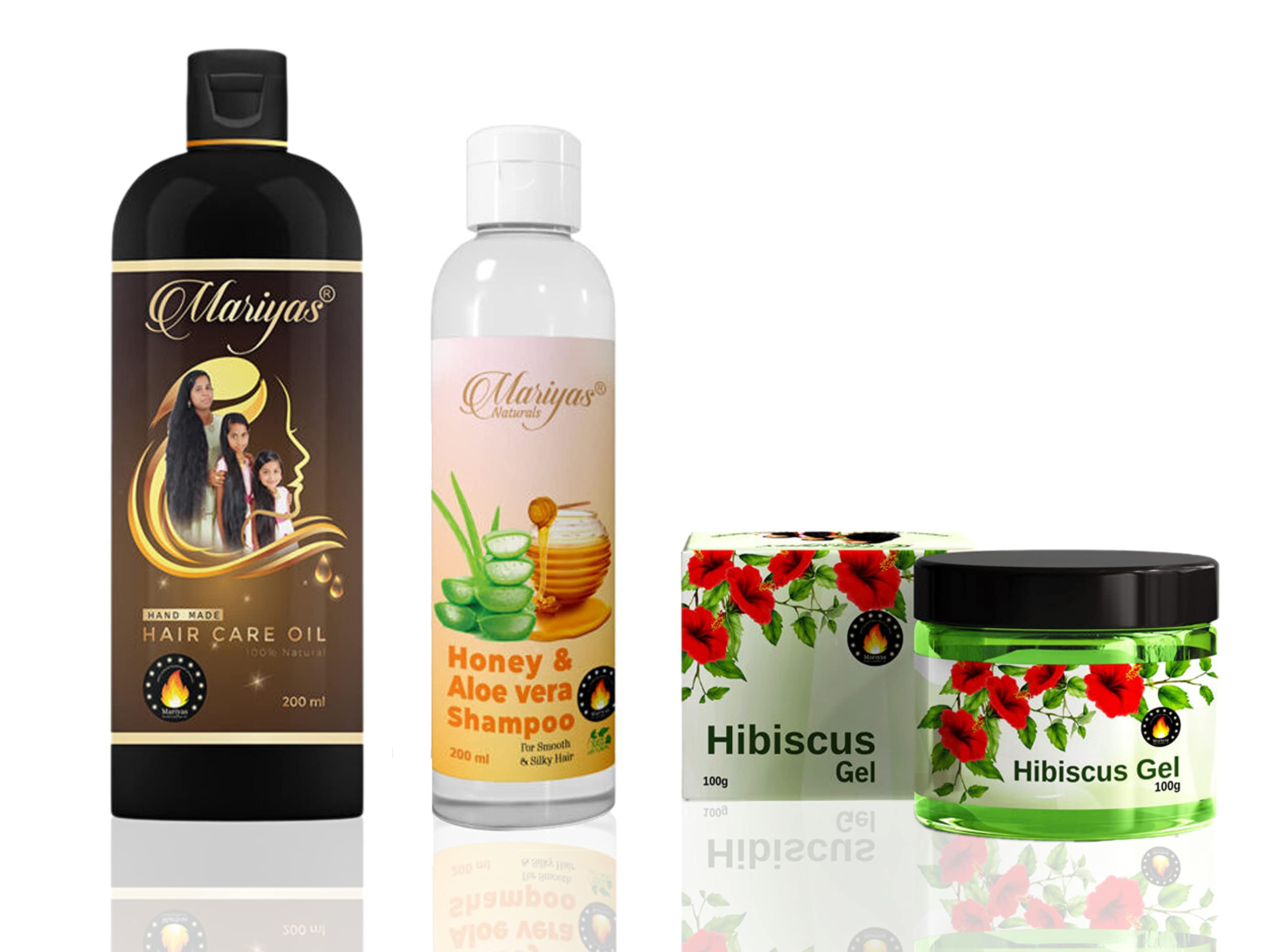 Mariyas Herbal Mariyas Natural Hair Oil 200ml,Honey Aloevera Shampoo 200ml & Gel (Hibiscus)