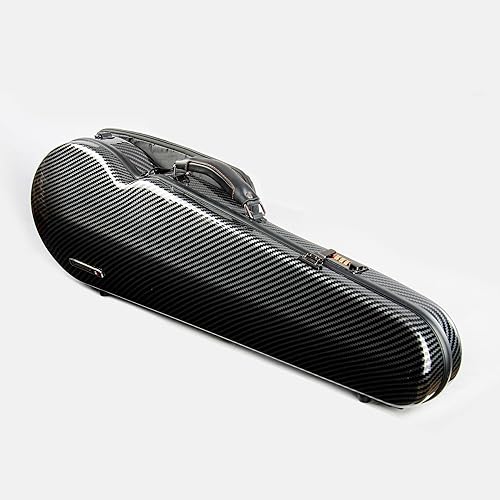Estuche de violín de tamaño completo 44 de fibra de carbono de alta resistencia, bolsa de música para violín triangular, con cerradura de