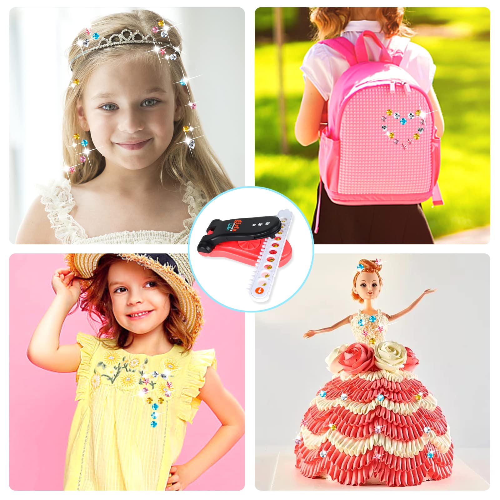 Yeefunjoy – Machine à Strass Pour Cheveux – Kit Coiffure – 120 Gemmes – Rose – Dès 6 Ans – Cadeau Fille